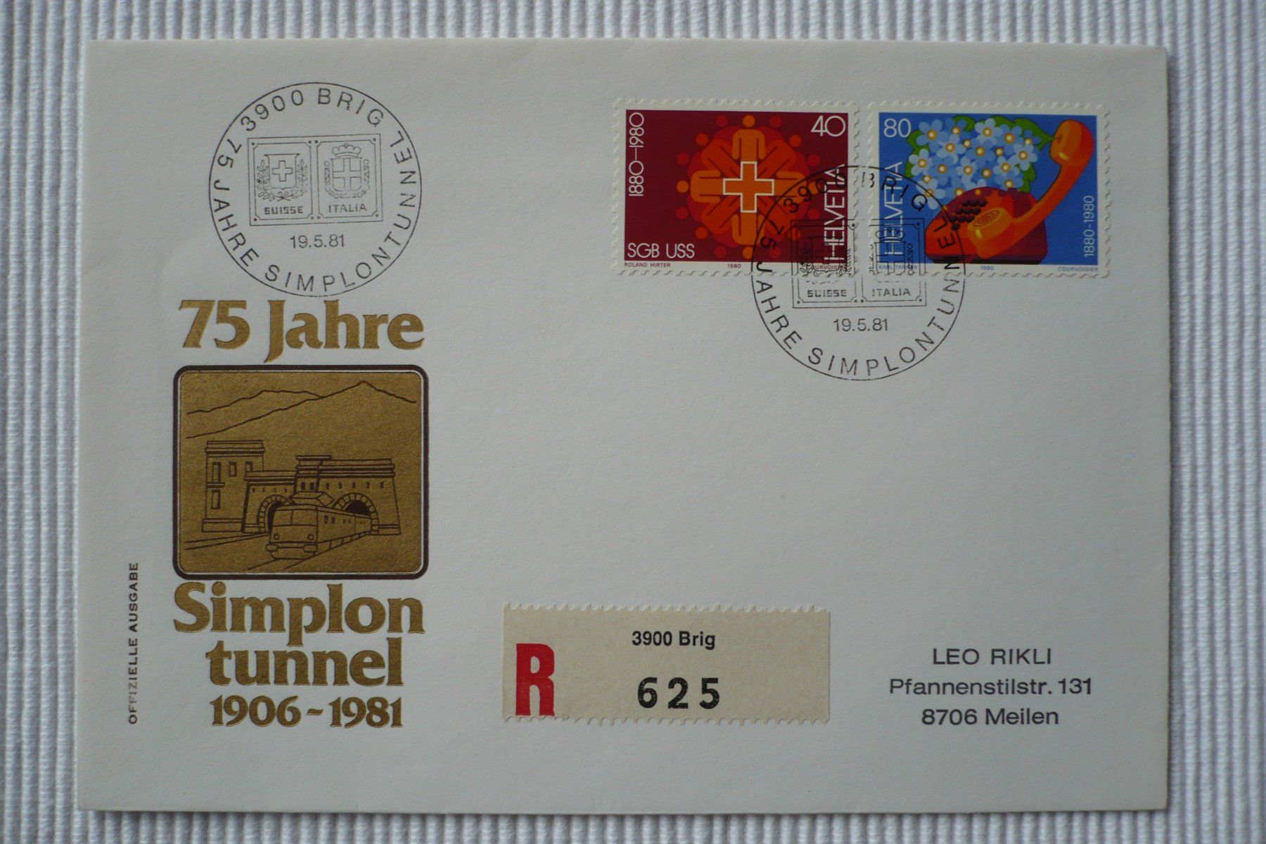 Alle Briefmarken: 1981 75 Jahre Simplontunnel, Brig – Gebraucht aus Zürich von saltandpepper008