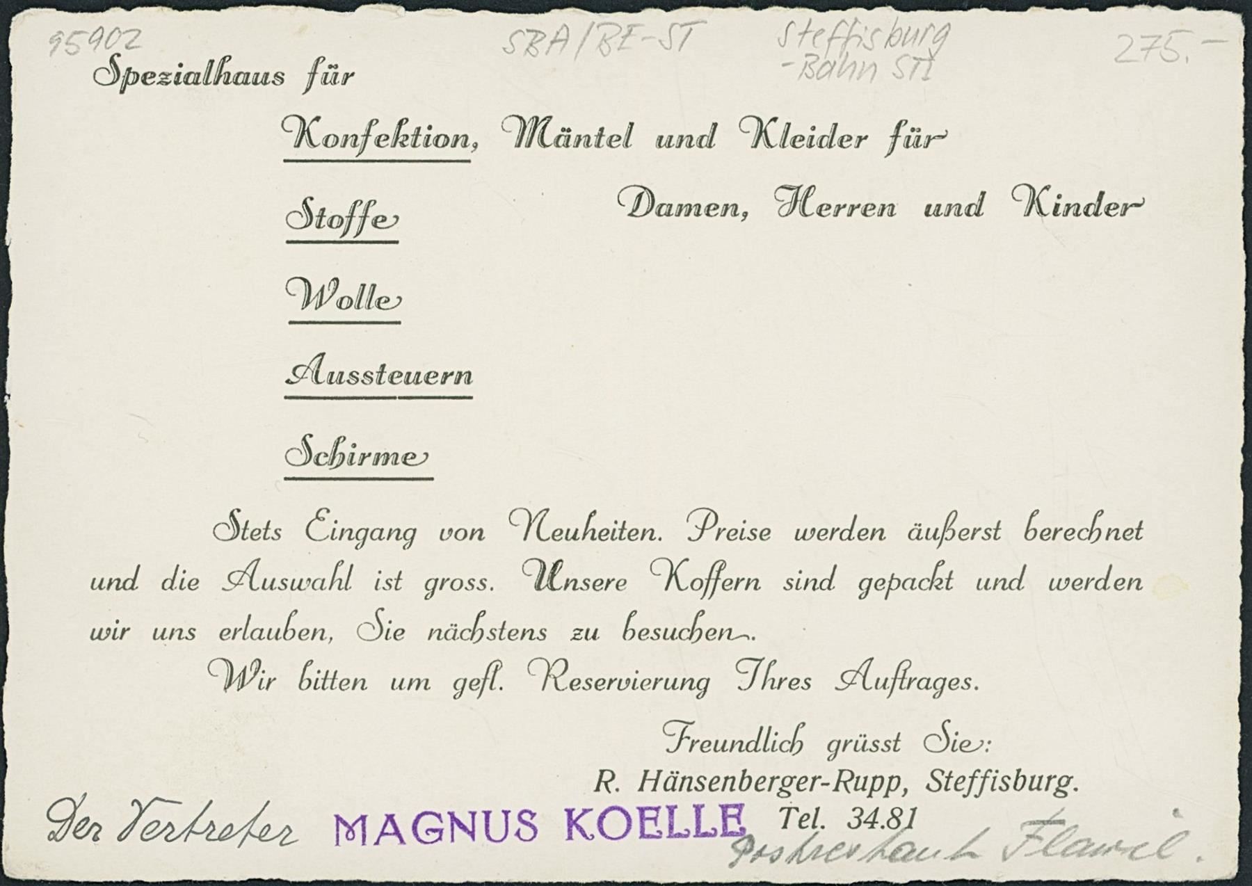 Cartoline postali: BE Steffisburg - Bahn STI - Tram – Usato da Schindellegi venduto da dolpitz 1