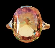 Art Deco✨Antiker Oranger Saphir Diamant Ring 14ct 585 Gold