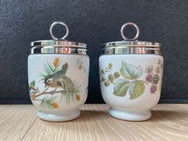 2er-Set Royal Worcester Egg Coddler "Birds" & "Lavinia"