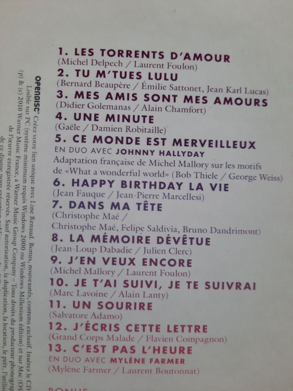 CDs: CD Line Renaud - Rue Washington – D'occasion à Pully par bro_n52j 3