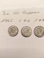 3x 50 Rappen silber 1945, 46, 48