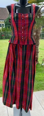 2 tlg. Mieder Rock Abend Dirndl Kleid, Tracht Seide Gr.38 40