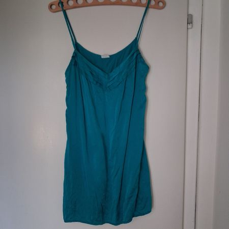 Mini silk vintage dress turquise green size S/M