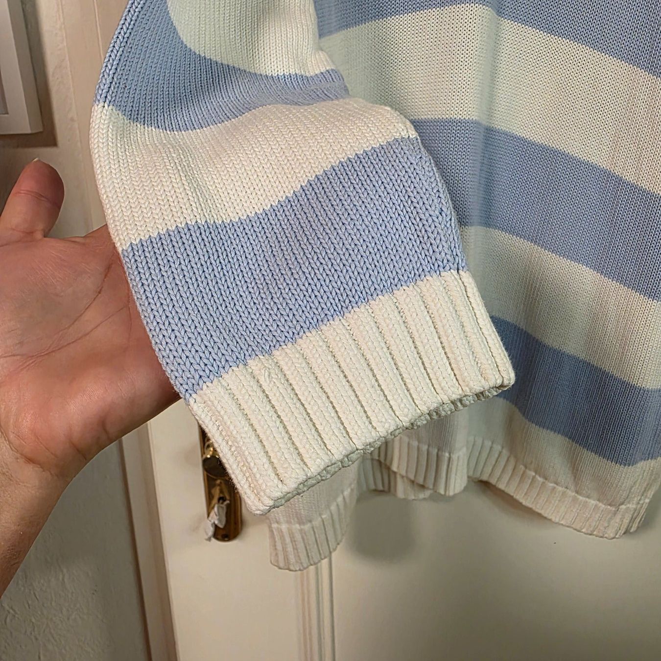 Basler Maglioni & Felpe: Blau-weisser BASLER -Pullover, gestreift Grösse 46/48 – Usato da Wald ZH venduto da CapLux 6