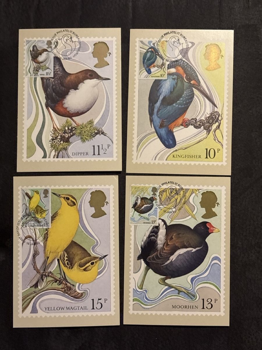 Tutti i francobolli: Ensemble de 4 cartes postales oiseaux, collection, 1980 – Usato da Carouge GE venduto da irma016