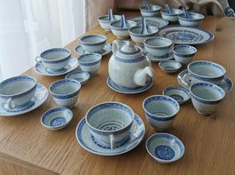 Teeservice Porzellan Drachenmotiv mit Reislöcher, Vintage 
