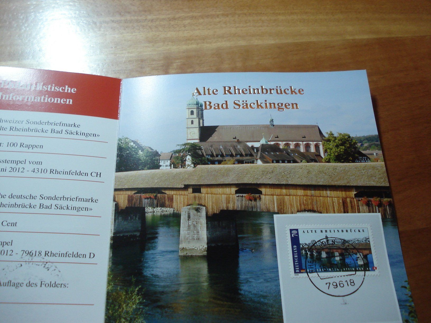 Tutti i francobolli: Folder Alte Rheinbrücke Bad Säckingen, 2012 – Usato da Niederwil AG venduto da morostahu 1