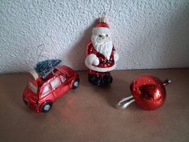 3 alte bis antike grosse Glas Weihnachtskugeln/Pilz