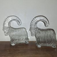 Kosta Boda, 2 schöne Glas Steinbock Figuren