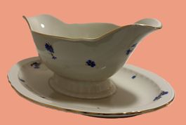 Saucière Porzellan Langenthal 1949 écru Kornblumen Gold