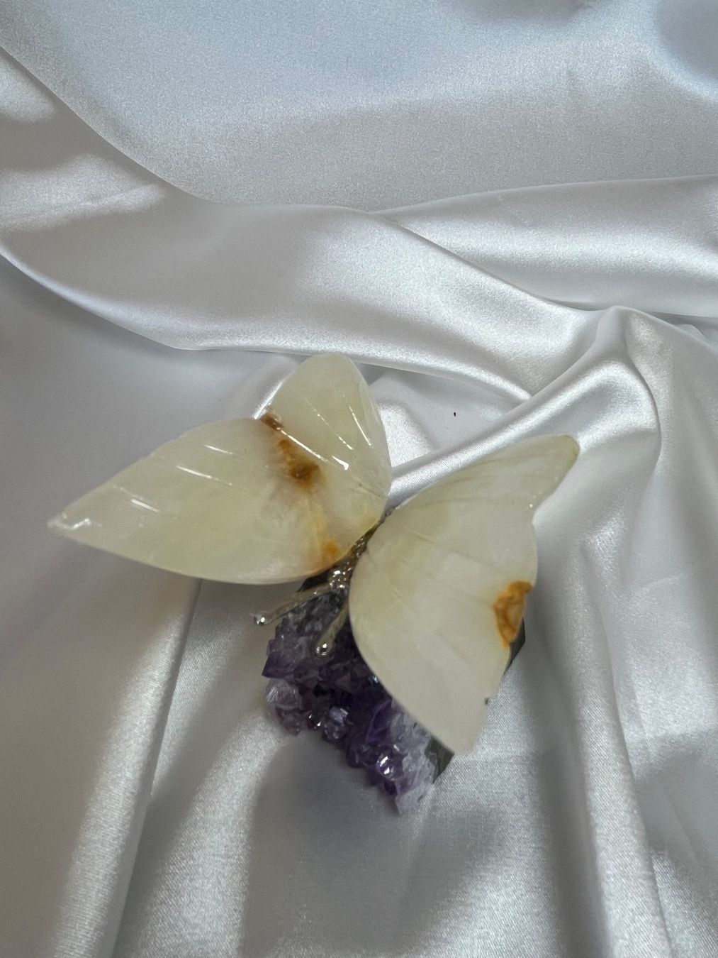 Statuette: Schmetterling aus Kristall auf Amethyst – Nuovo e nell'imballaggio originale da Zürich venduto da unique2010