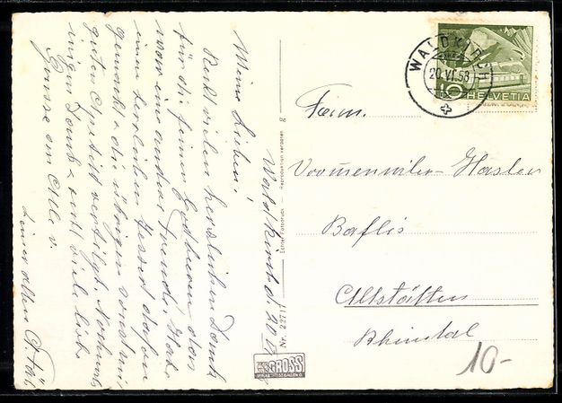 Cartoline postali: AK Waldkirch /SG, Kirche und Friedhof – Usato da Berlin venduto da bartko-reher 1