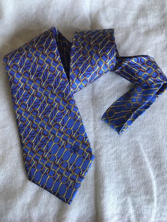 Cravate Van Laack, 100% soie bleue, motifs dorés