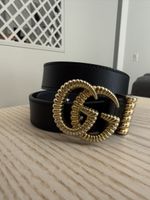 Gucci belt black leather gold GG buckle length 80cm