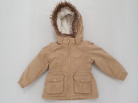 H&M Parka/Kurzmantel Gr.98, Fellimitat an Kapuze