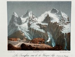 Jungfrau von Wenger Alp aus Lithografie Cuvillier Lemercier