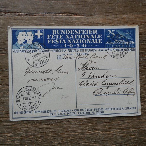 Tutti i francobolli: 4 Bundesfeierkarten mit FLUGPOST  / siehe 9 Bilder – Usato da Egliswil venduto da Trens01 8