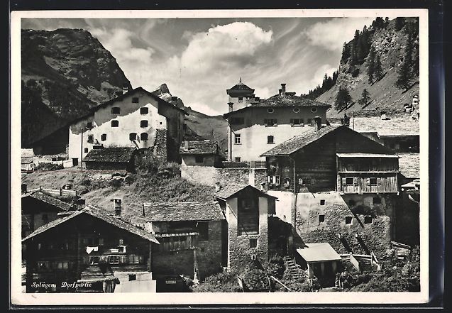 Cartoline postali: AK Splügen, Partie im Dorf, 1934 – Usato da Berlin venduto da bartko-reher
