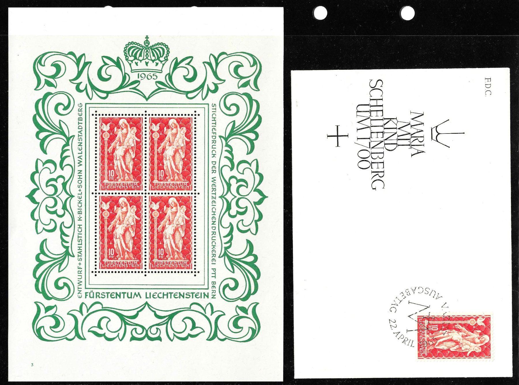Tutti i francobolli: LIECHTENSTEIN BLOCK + FDC 1965 MARIA SCHELLENBERG – Nuovo (secondo la descrizione) da Schlossrued venduto da Aronliam
