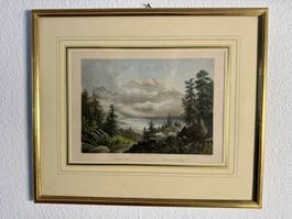 Aegeri-See – Kolorierter Stahlstich von C. Huber, 19. Jh.