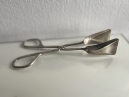 Antike versilberte Zuckerzange / Gebäckzange 18 cm, MS 90