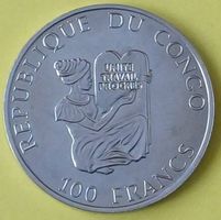 100 Francs Münze - Spinosaurus - Kongo 1994 - Wertvoll
