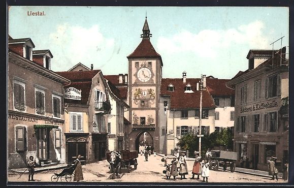 Cartoline postali: Liestal, Strassenpartie am Tor mit Resta – Usato da Berlin venduto da bartko-reher