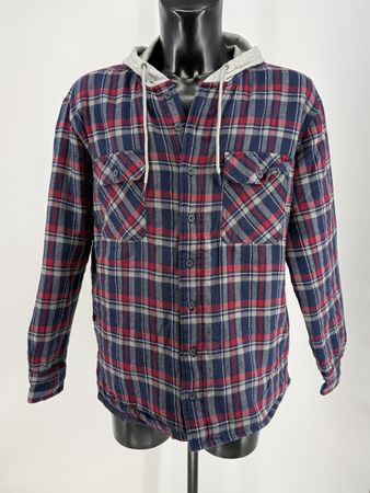 Herren Flanellhemd Jacke Gr. XXL Karo mit Kapuze 