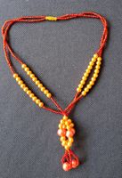 Handmade Beaded Necklace - Red pink Summer Accessor