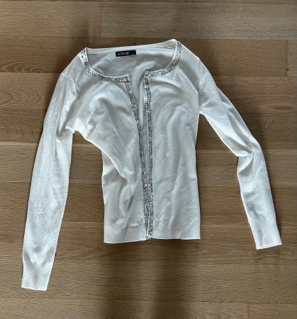 Jäckchen Weste gilet weiss strass extra me s m Jacke cardiga