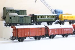 Märklin 9 x Wagen Set H0 - 1950er Jahre - Kranwagen