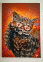 Pop Art Katze mit Brille |Acryl - Stylische Samtpfote 50x70