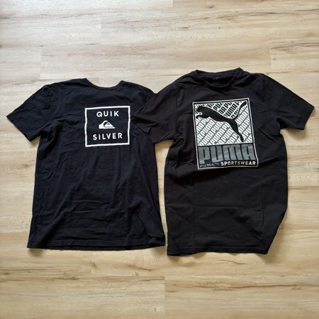Lot de 2 t-shirts noirs homme taille S – Quiksilver & Puma
