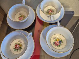 4 petites tasses à café et sous-tasse porcelaine Tucsan