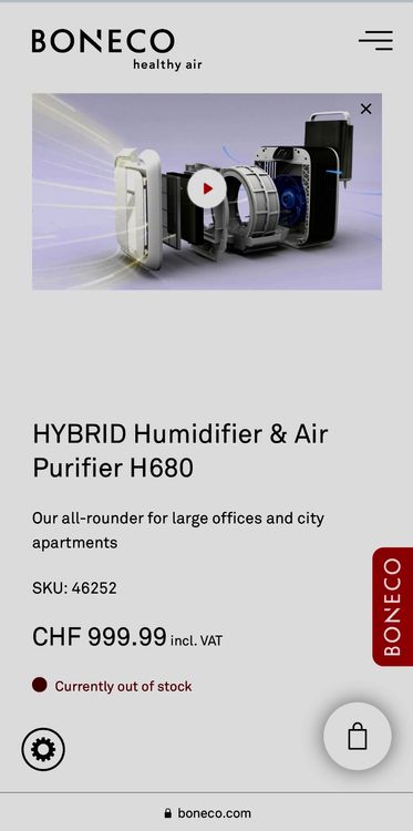Boneco Fltermatte Verdunsterelement H680, Für HYBRD Modelle H680 Und H700 Filtert Grossere Partikel Aus Der Luft Wie Pollen Und Hausstaub