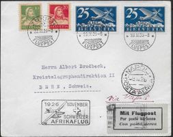 1926 Afrikaflug ZÜRICH - NAPOLI Mischfrankatur schön ab 1.-
