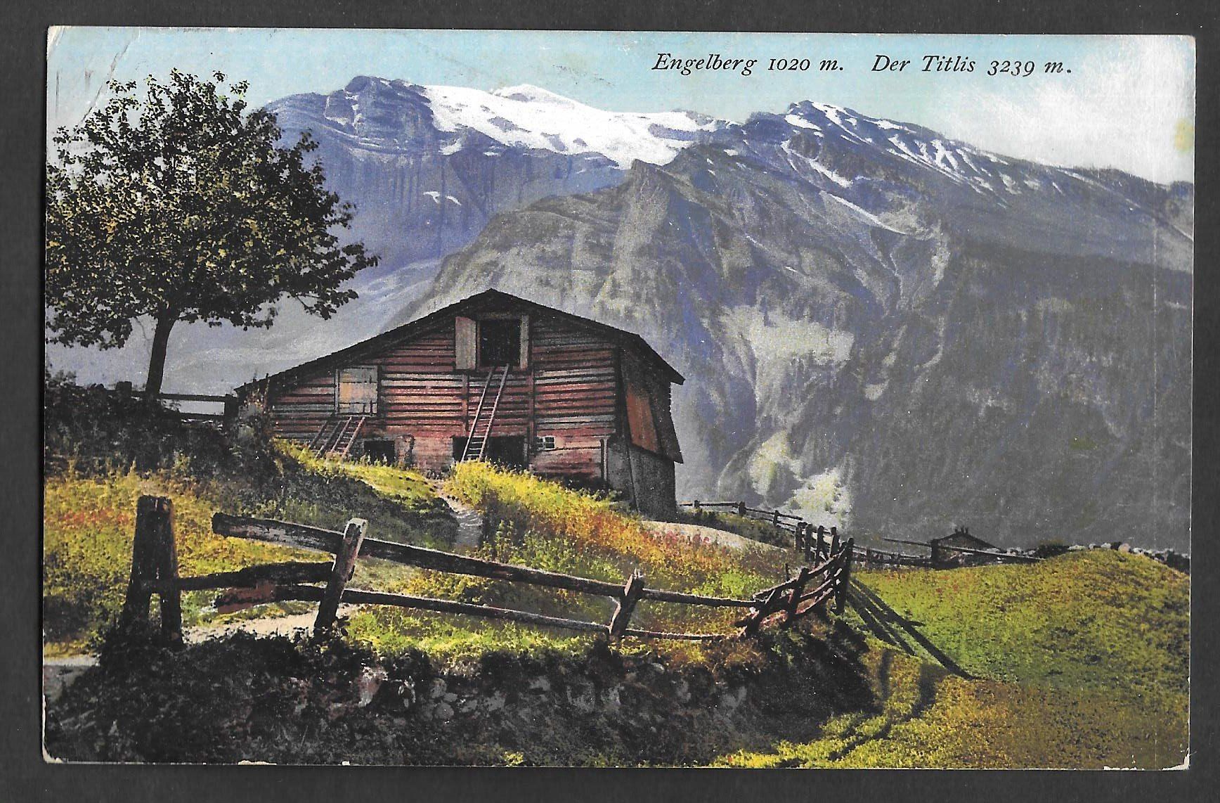 Ansichtskarten: Engelberg Teilansicht einer Hütte mit Titlis – Gebraucht aus Olten von clotaldi