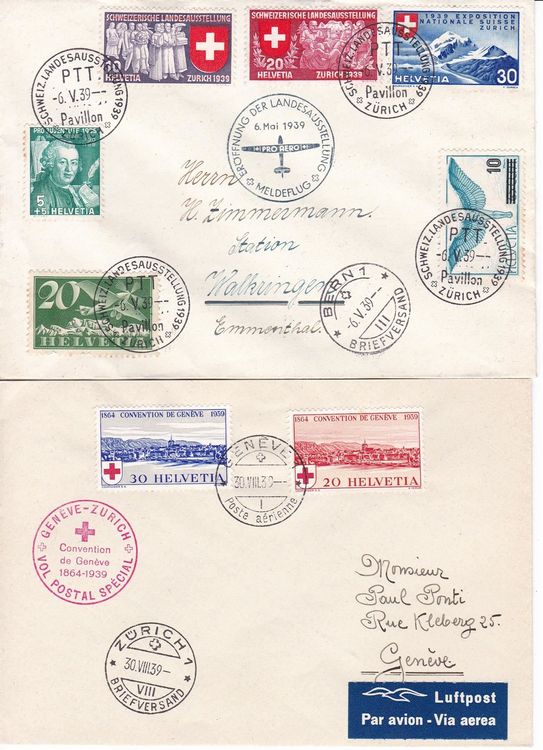 3 Stk. CH Flugpost Briefe 1939 2