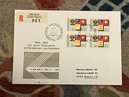 1 Erstagsbrief LI Einschreiben Viererblock 1969