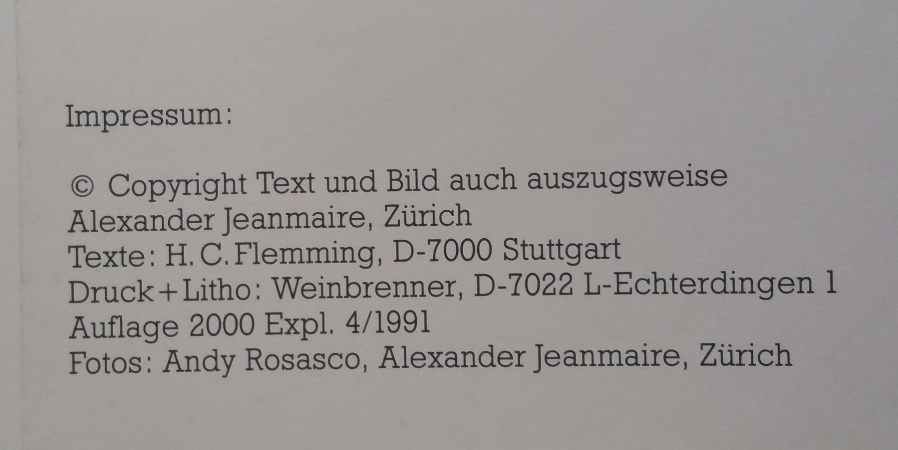 Libri: Alexander Jeanmaire - Bilder, 1991 – Usato da Oberriet SG venduto da ganesh435 7