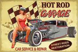 Blechschild-HOT ROD GARAGE STREET RODS