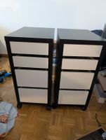 2 Rollcontainer mit 4 Schubladen – Schwarz/Weiss