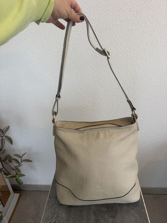 Pourchet Schultertasche Leder beige guter Zustand
