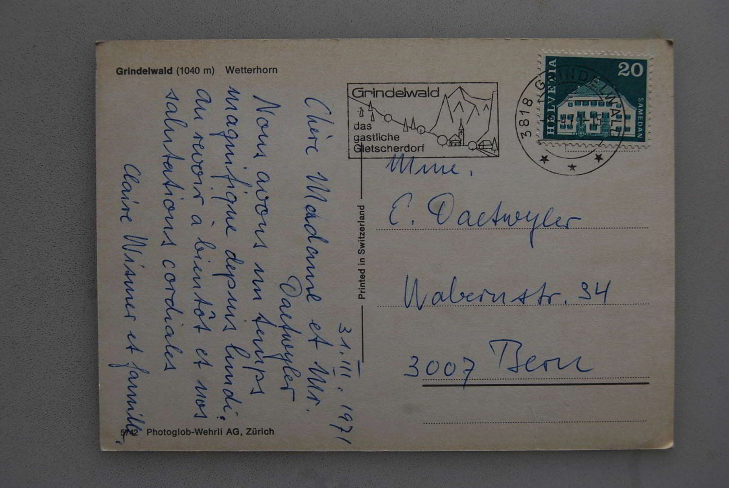 Cartoline postali: AK Grindelwald, Eisbahn, Wetterhorn 1971 – Usato da Rüfenacht BE venduto da Toro06 1