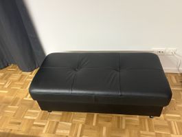 Hocker für Sofa Schwarz Leder