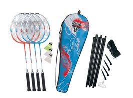 4 Badmintonschläger, Talbot Torro Netz-Federballset