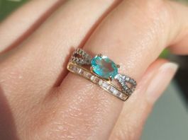 💎 Blauer Apatit Ring 925 Silber 💙 verstellbar