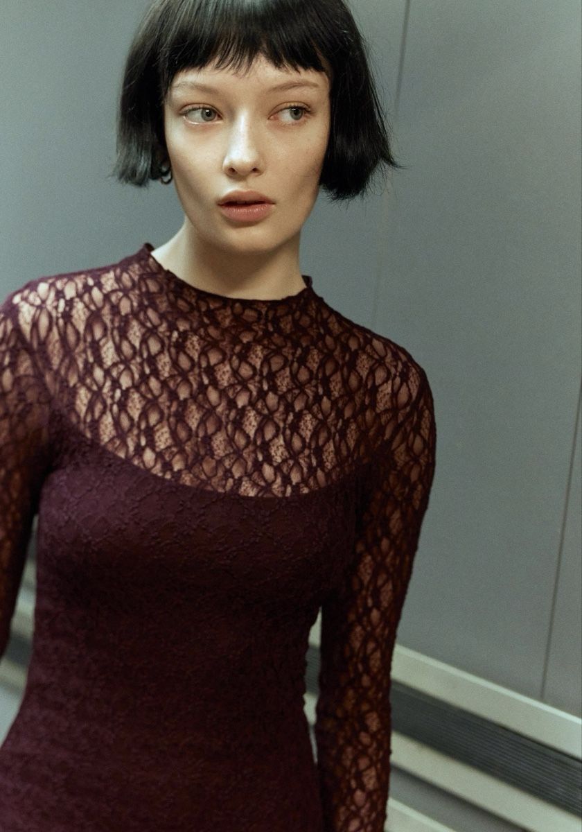 Vestiti: Bordeaux-farbenes Maxi Spitzenkleid , L – Usato da Birr venduto da savasdee 2
