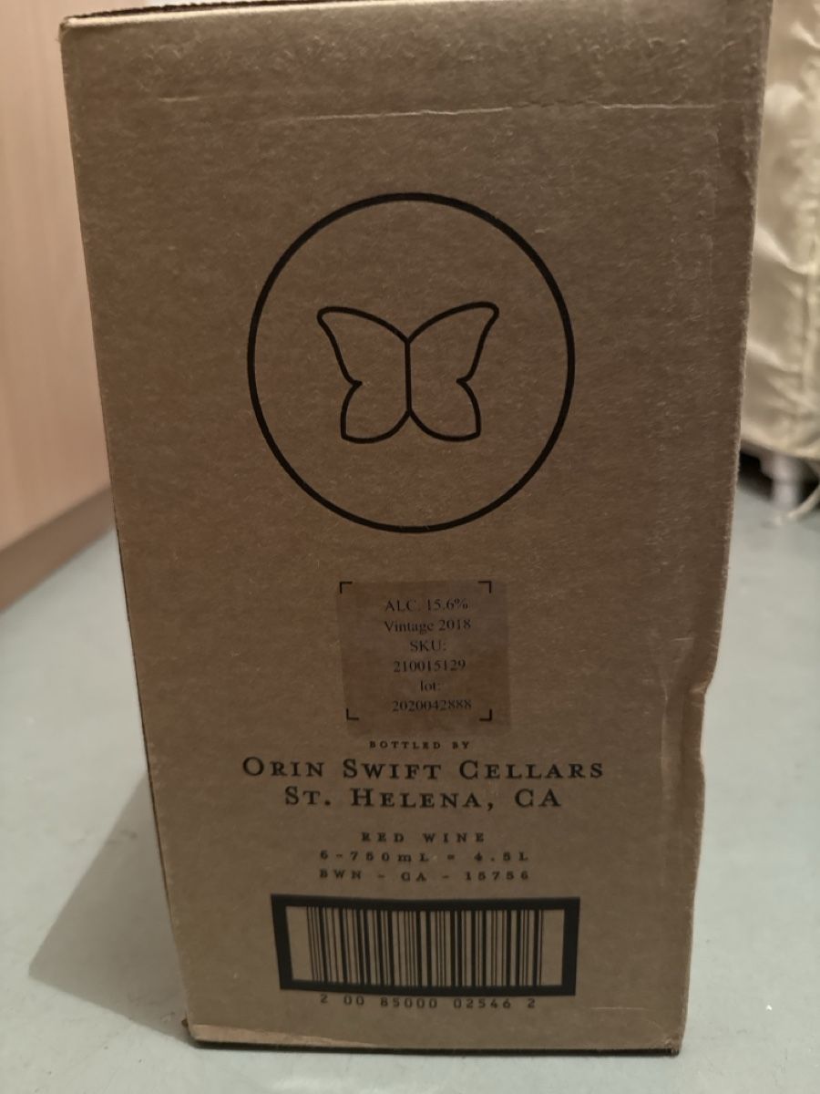 Vins: 6 Flaschen Orin Swift Papillon 2018  – Neuf avec emballage d'origine à Sisseln AG par Gommibaerli87 1